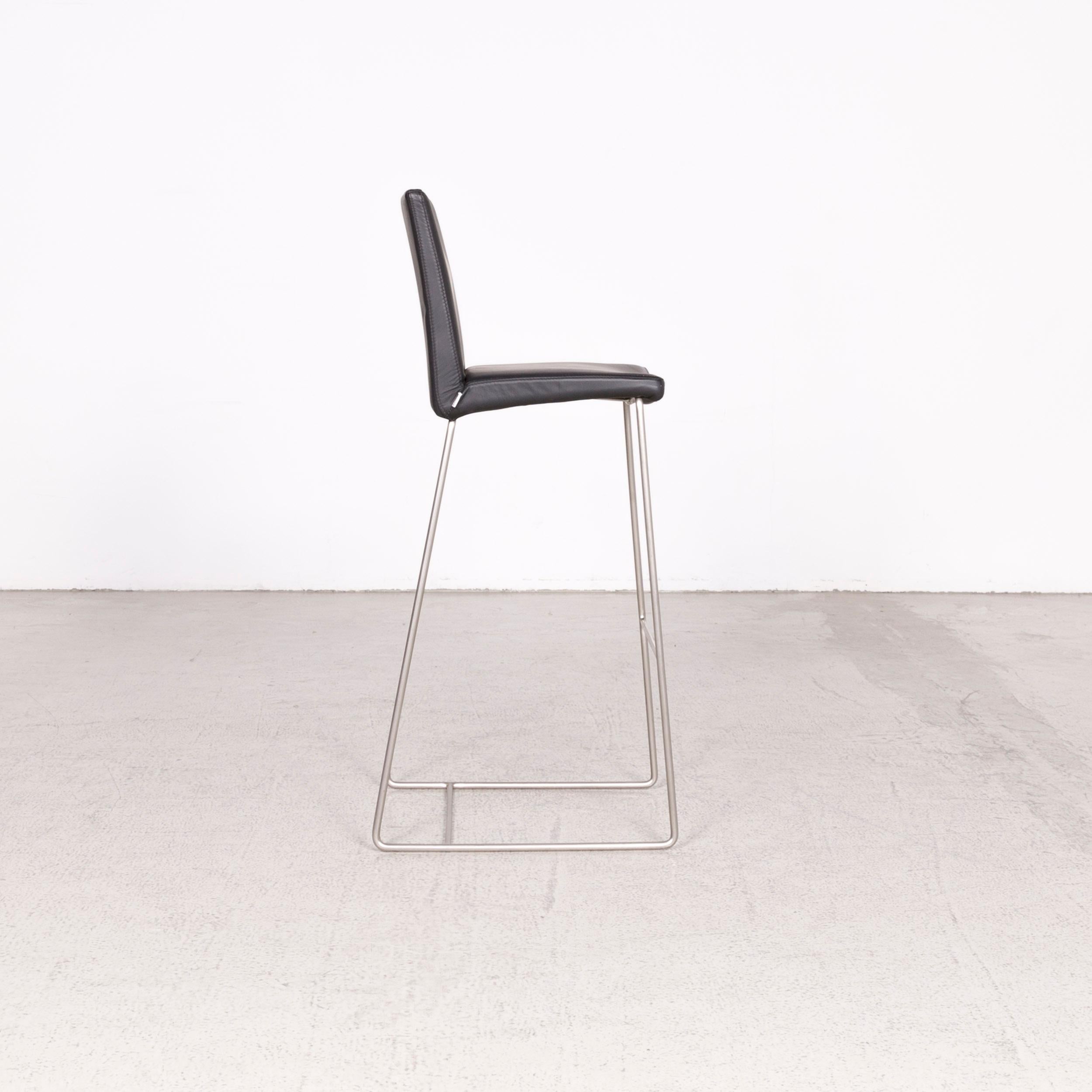 BoConcept Designer Leather Chair Black Genuine Leather Barstool Armchair For Sale 1