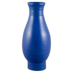 Bo Fajans, Sweden. Large Ceramic Vase in Blue Glaze. 