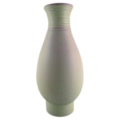 Bo Fajans, Sweden, Large Vase in Glazed Ceramics, Grooved Design, 1960s