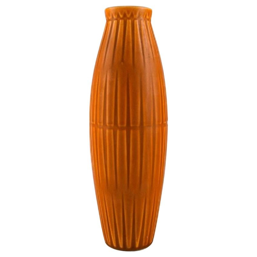 Bo Fajans, Sweden, Vase in Glazed Ceramics with Ribbed Body, 1960s-1970s For Sale