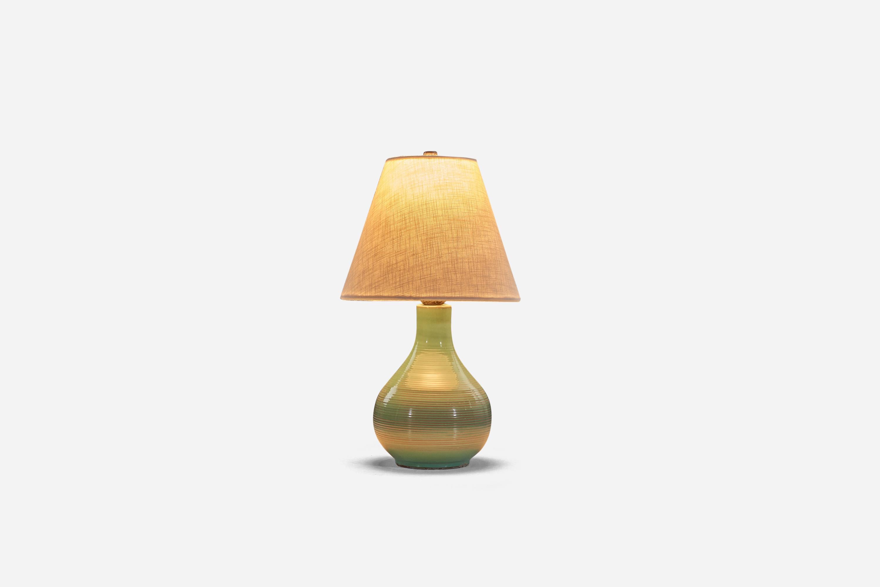Suédois Lampe de bureau Bo Fajans, faïence émaillée bleue, Suède, années 1930 en vente