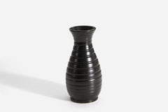 Bo Fajans, Vase, schwarz glasiertes Steingut, Schweden, ca. 1940er Jahre
