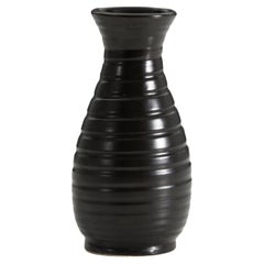 Bo Fajans, Vase, Black-Glazed Earthenware, Sweden, c. 1940s