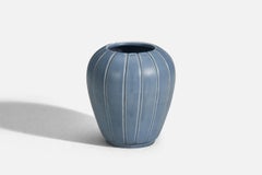 Bo Fajans, Vase, Light Blue Glazed Stoneware, Sweden, 1940s