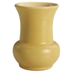 Bo Fajans, Vase, Yellow Glazed Earthenware, Sweden, 1930s