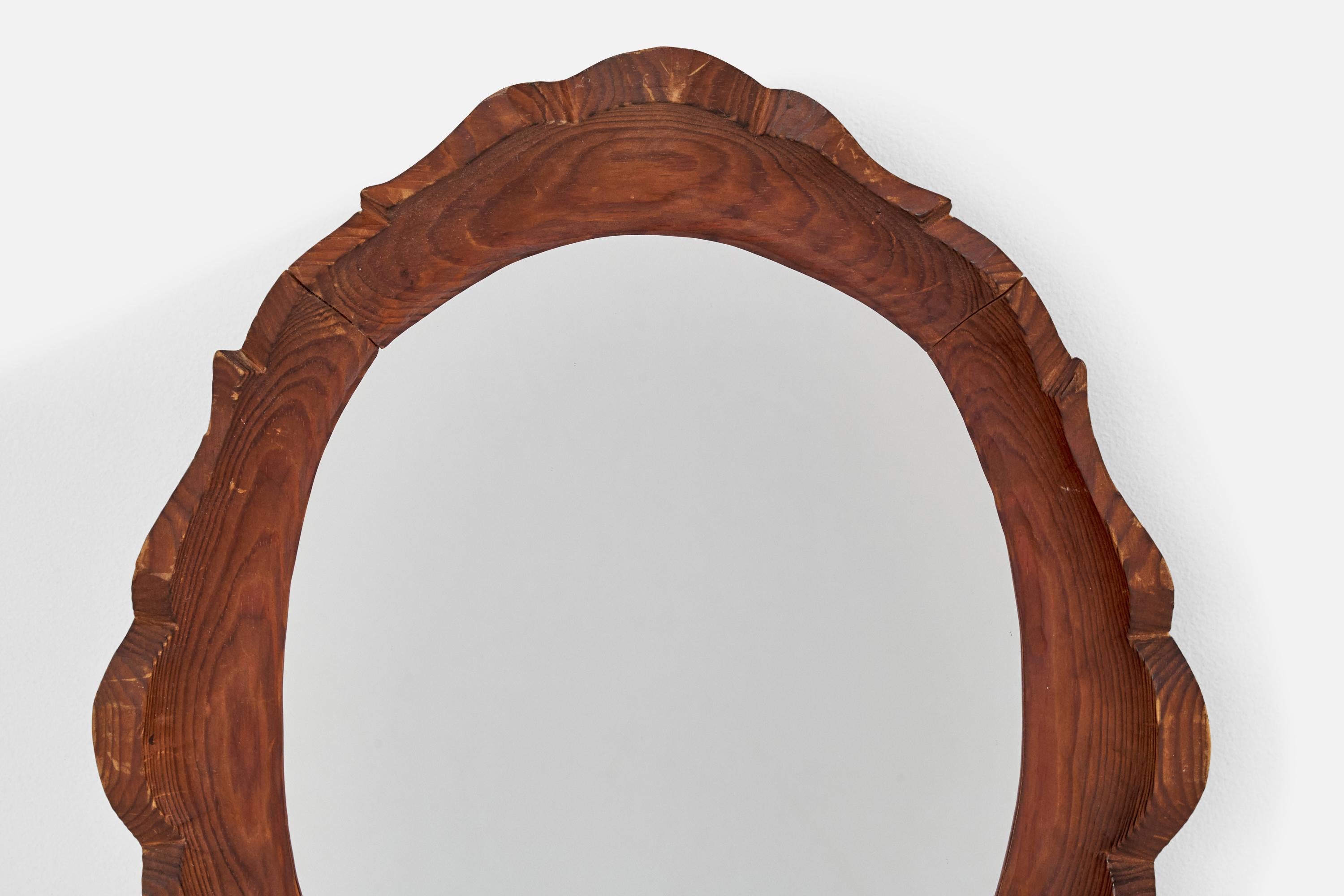 Bo Fjæstad, Wall Mirror, Pine, Sweden, 1930s In Good Condition For Sale In High Point, NC