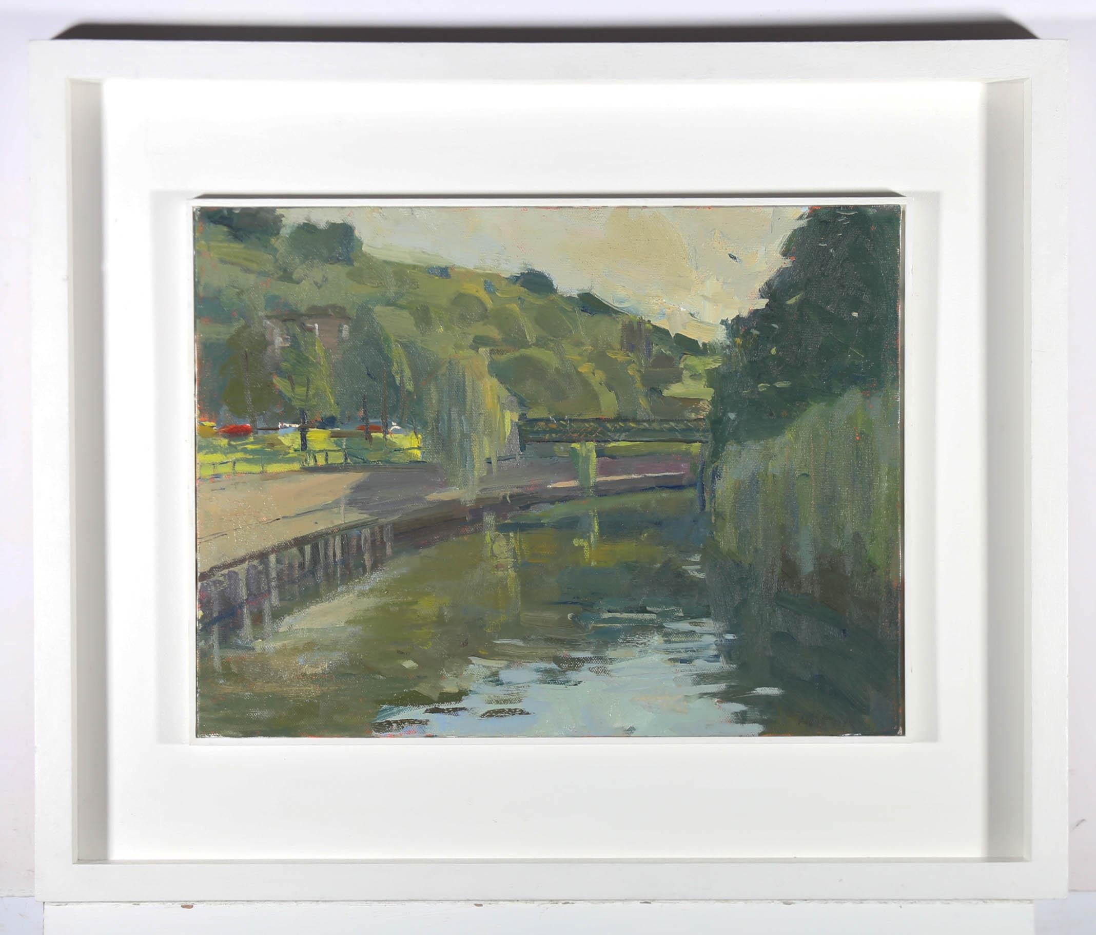 Attrib. Bo Hilton (b. 1961) - Framed 20th Century Oil, Halfpenny Bridge, Bath For Sale 1