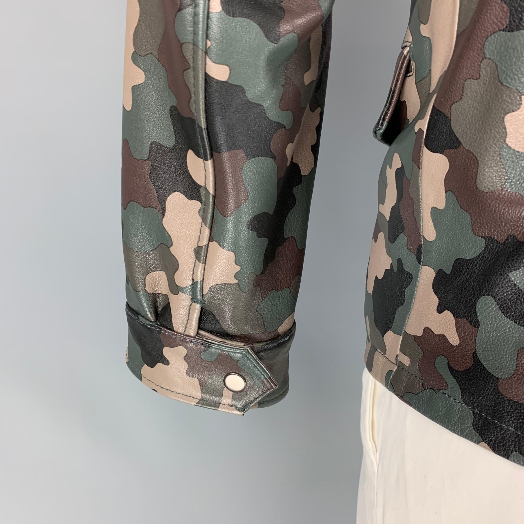BO MIKE RONNY Size XL Olive & Taupe Camo Parka Jacket In Good Condition In San Francisco, CA