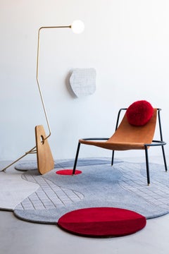 Bo Minimalist Lounge Chair, Brazilian Design, Leather, Steel and Wool