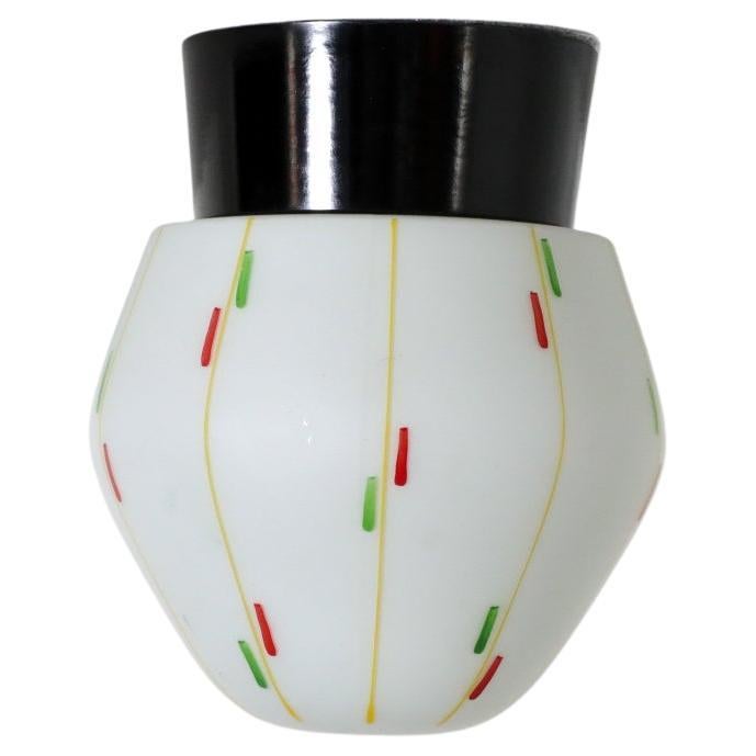 Bo-Niko 1960er Milchglas-Leuchte mit mehrfarbigem grafischem Aufdruck