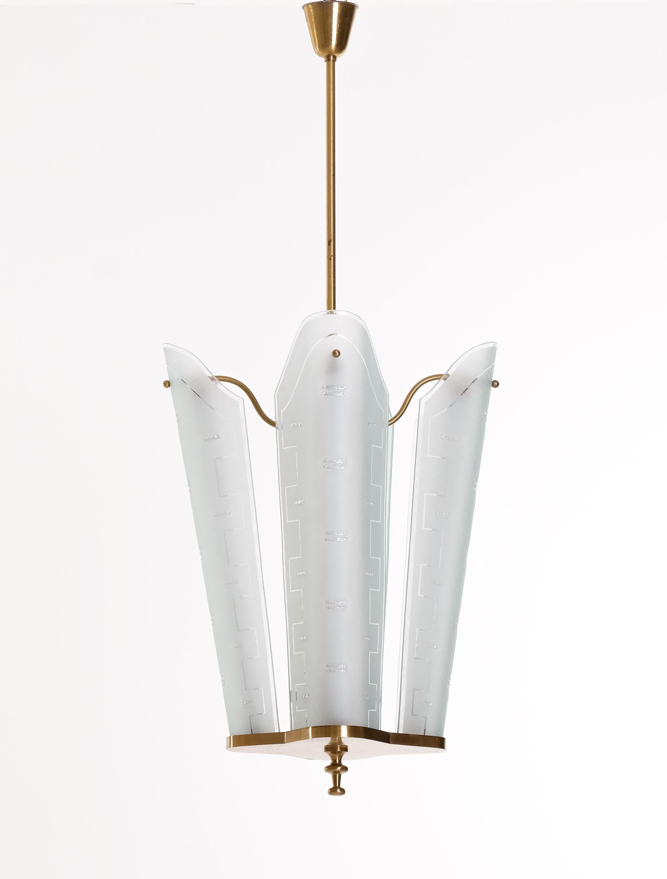 Glass Bo Notini Ceiling Lamps by Glössner, Sweden, 1950s For Sale
