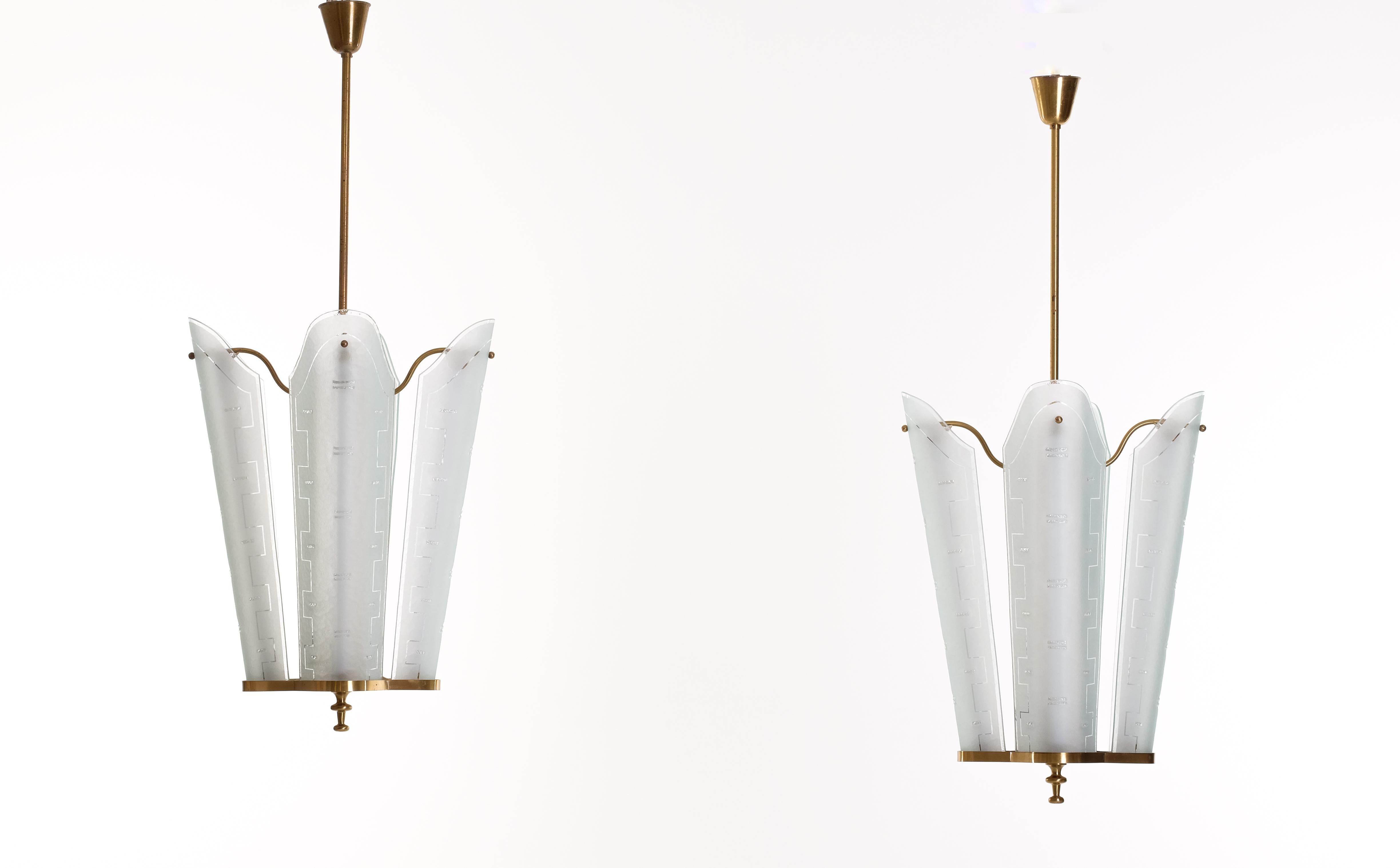 Bo Notini Ceiling Lamps by Glössner, Sweden, 1950s For Sale 1