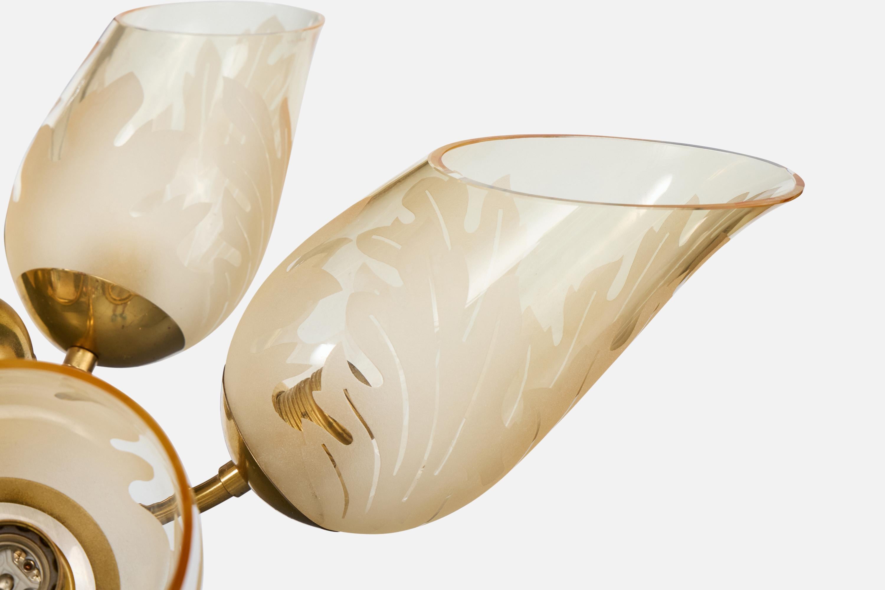 Bo Notini, lustre, laiton, verre, Suède, années 1940 en vente 1