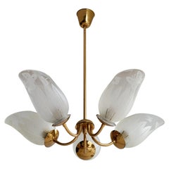 Bo Notini, Chandelier, Brass, Glass, Sweden, 1940s