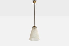 Bo Notini, Pendant Light, Brass, Glass, Sweden, 1940s