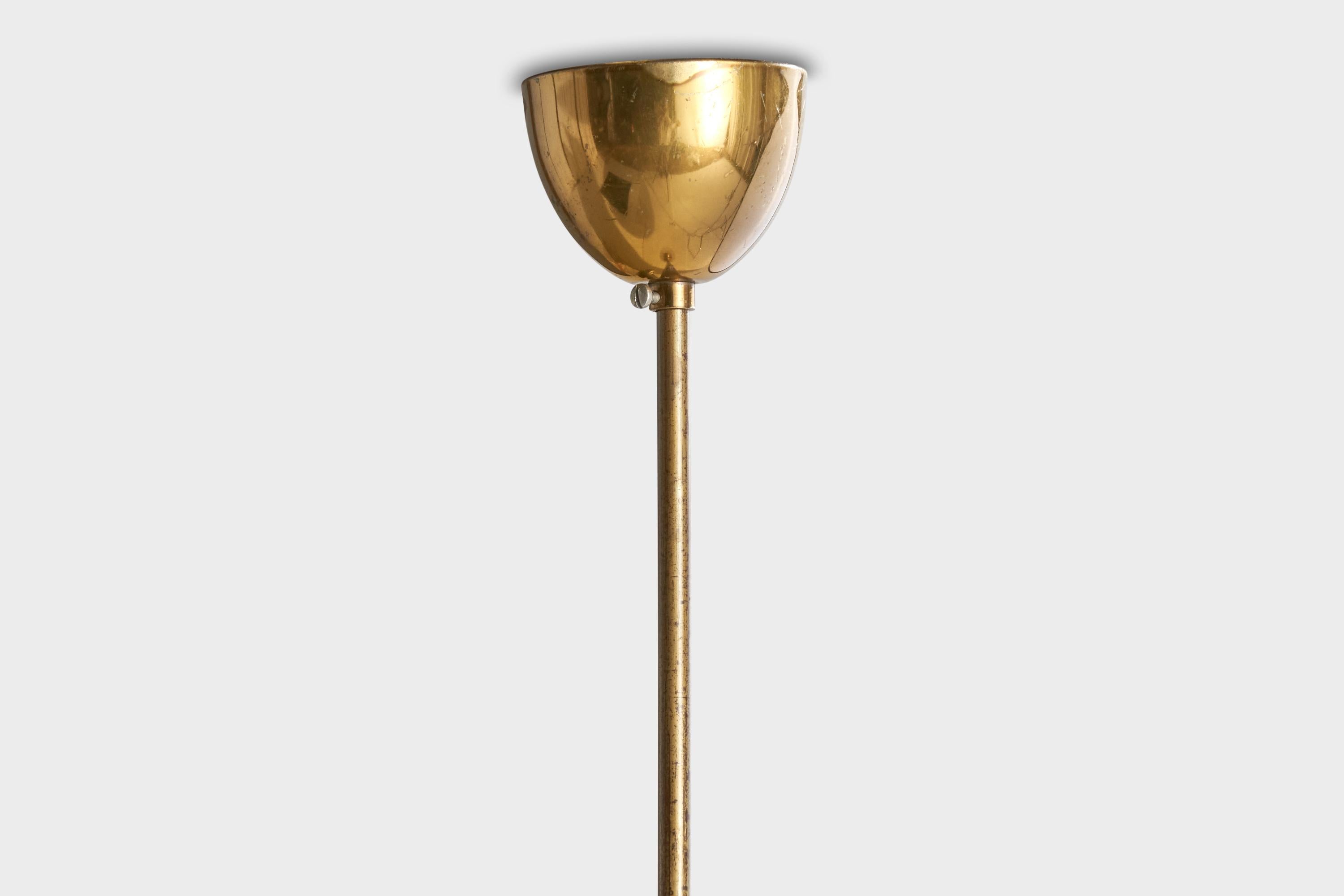 Bo Notini, Pendant Light, Brass, Glass, Sweden, 1940s For Sale 3