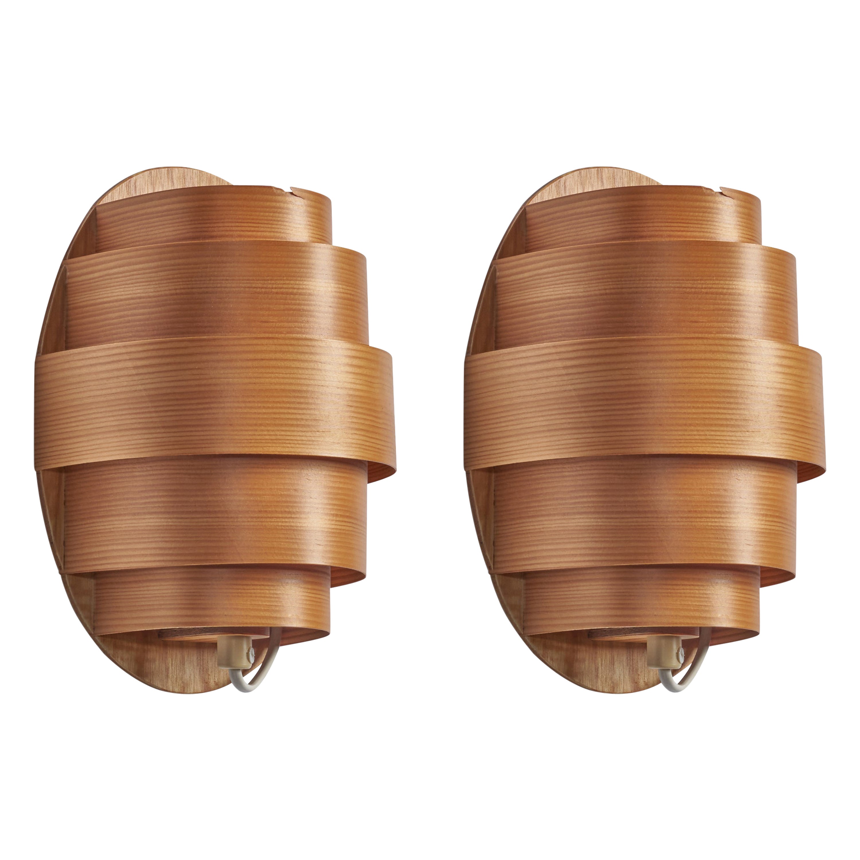 Bo Paulsson, Lights, placage de pin moulé, Suède, 1970