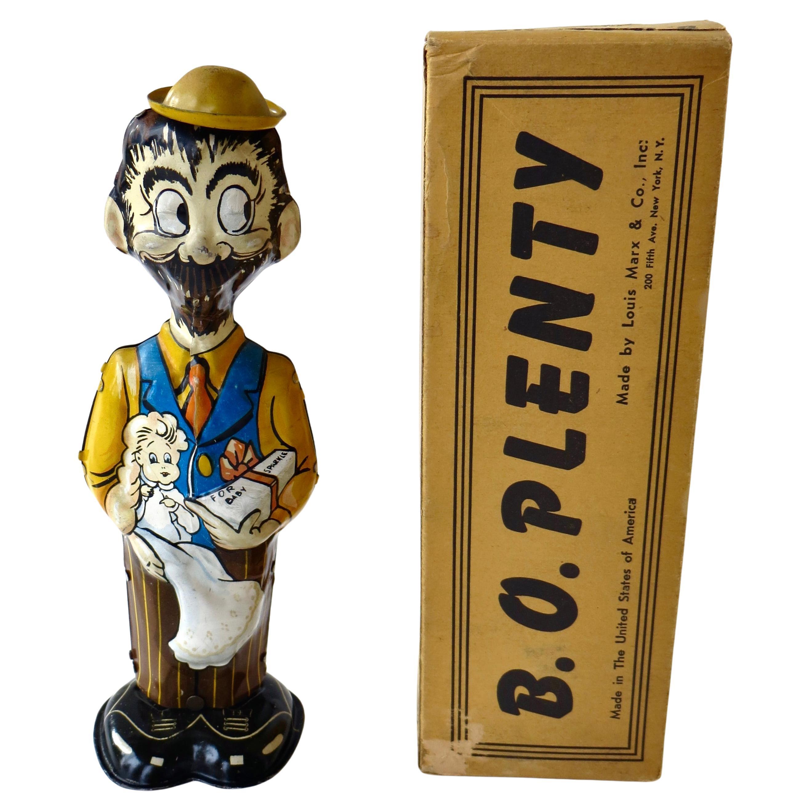 "B.O. Plenty" Vintage Wind-Up Zinn-Spielzeug von Marx Originalverpackung. Amerikaner, CIRCA 1935