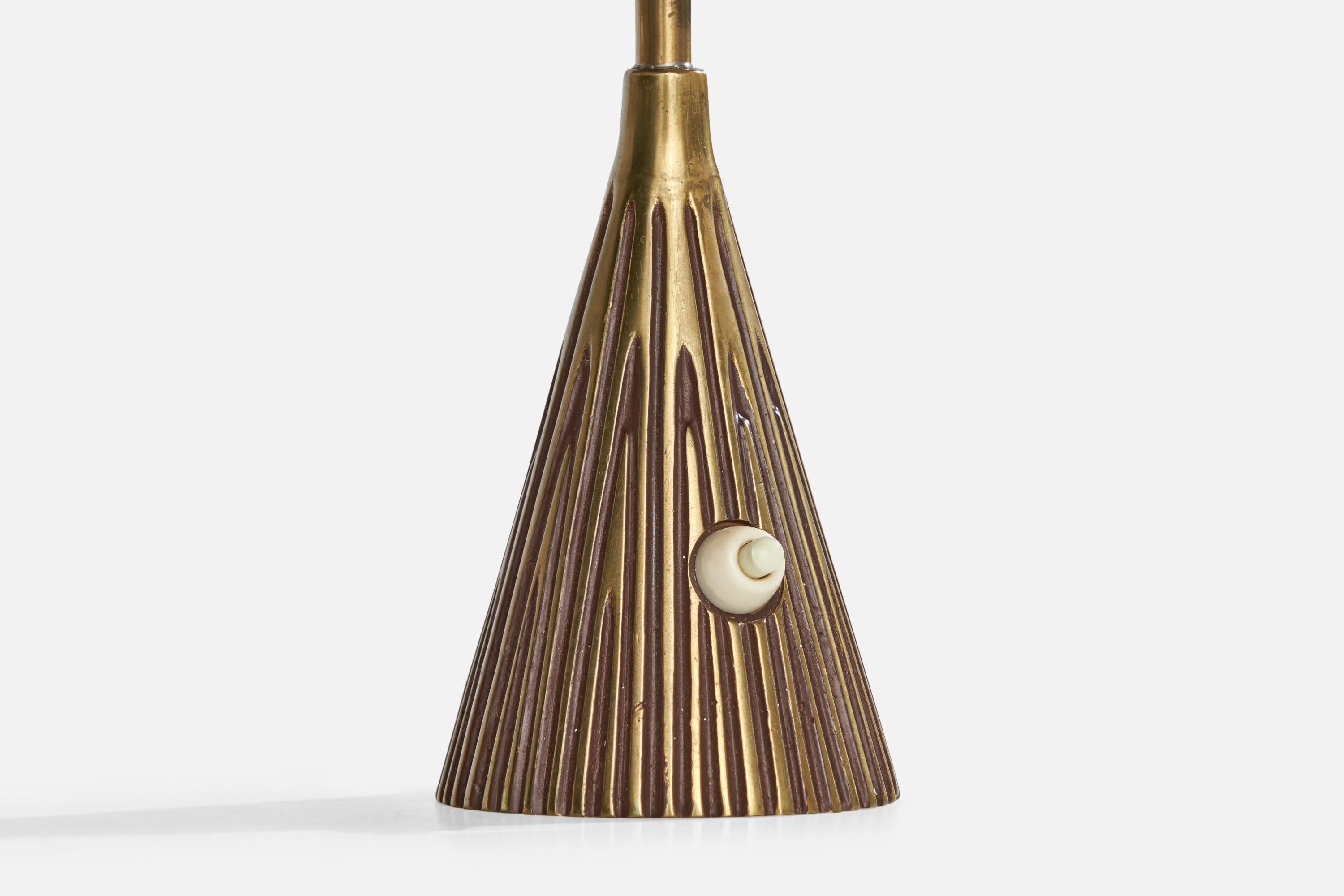 Laiton Bo Råman, lampe de table, laiton, Suède, années 1950 en vente