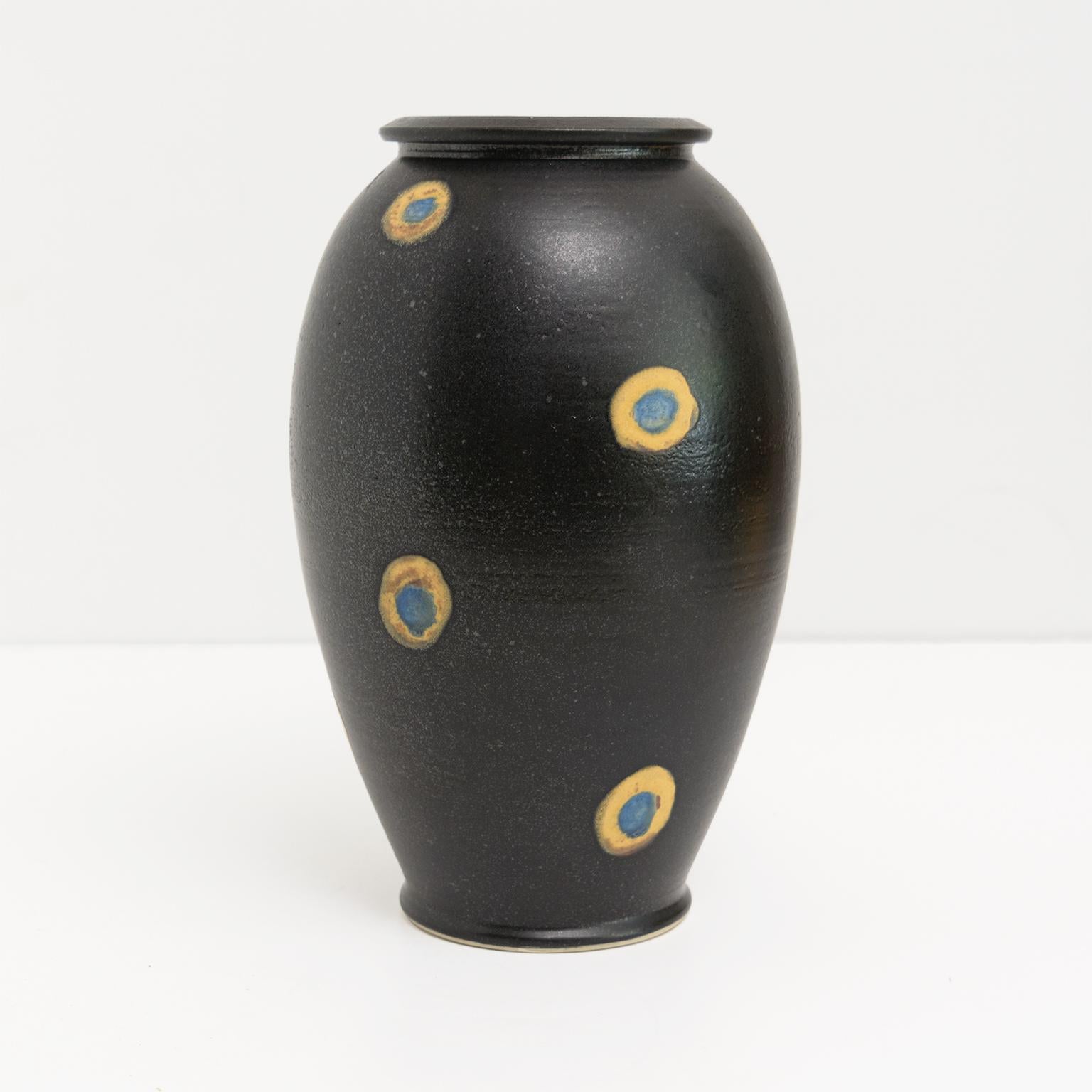 Scandinavian Modern Bo Sculman, Sweden Unique Vase in Stoneware from His Own Workshop, Glazed Black For Sale