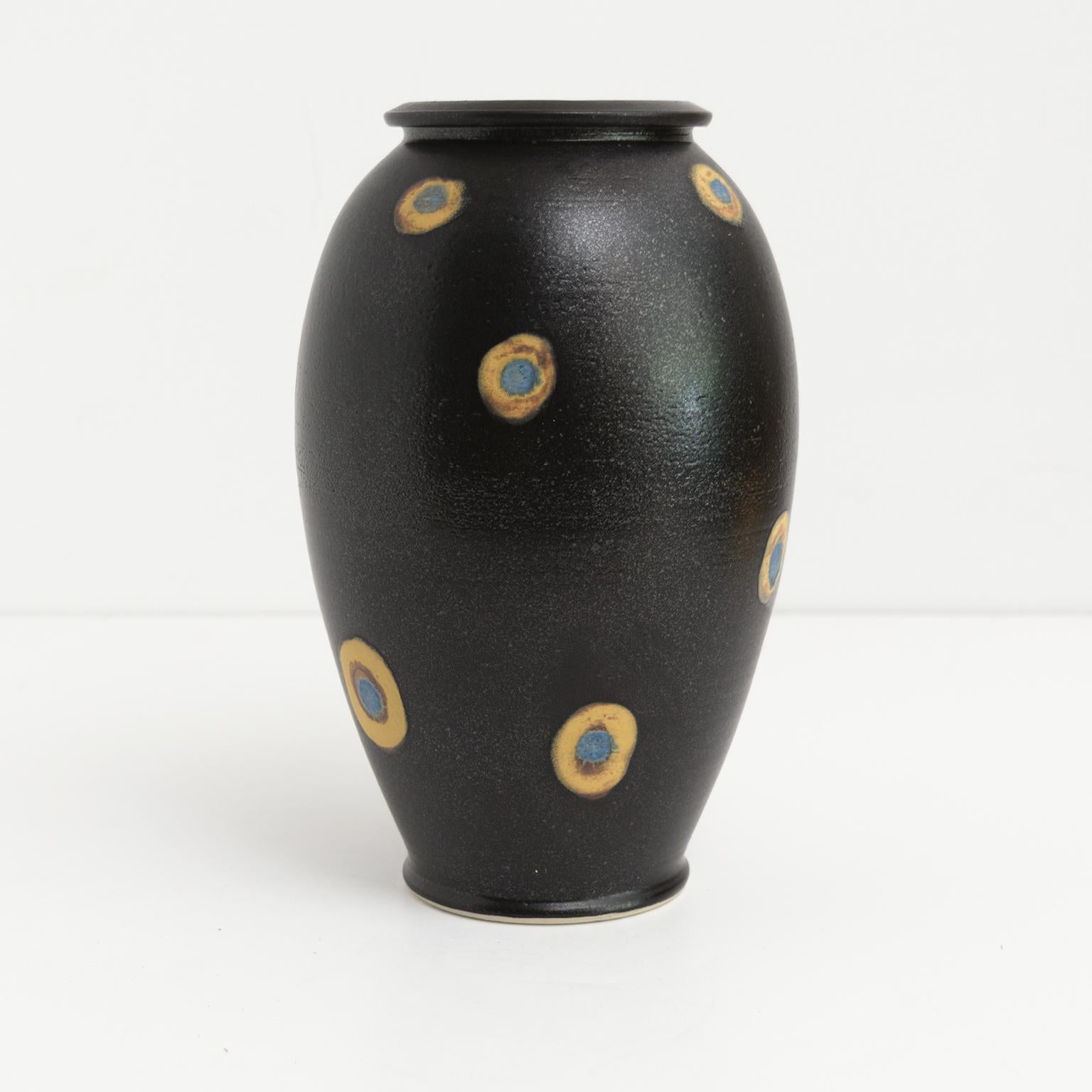 Scandinavian Bo Sculman, Sweden Unique Vase in Stoneware from His Own Workshop, Glazed Black For Sale
