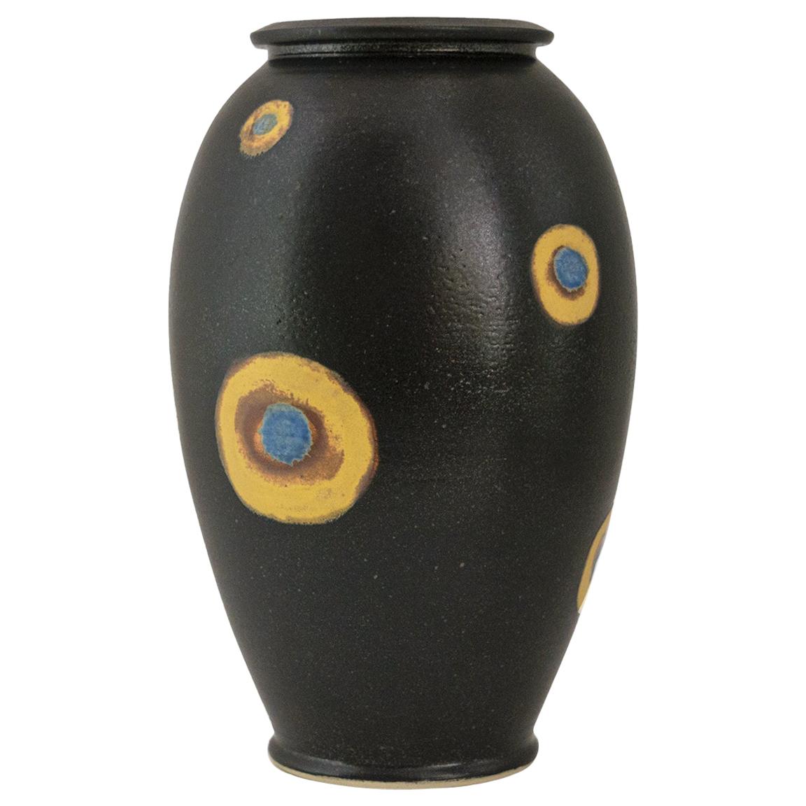 Bo Sculman, Schweden, Einzigartige Vase aus Steingut aus seiner eigenen Werkstatt, schwarz glasiert