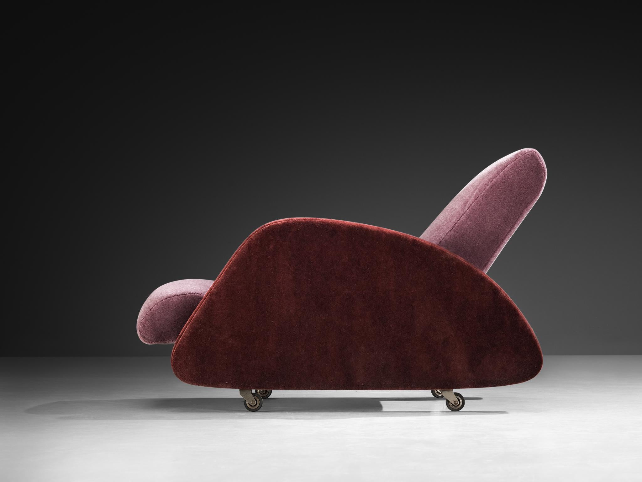 Bo Wretling para Otto Wretling Silla de salón de mohair Pierre Frey bicolor morado Escandinavo moderno en venta