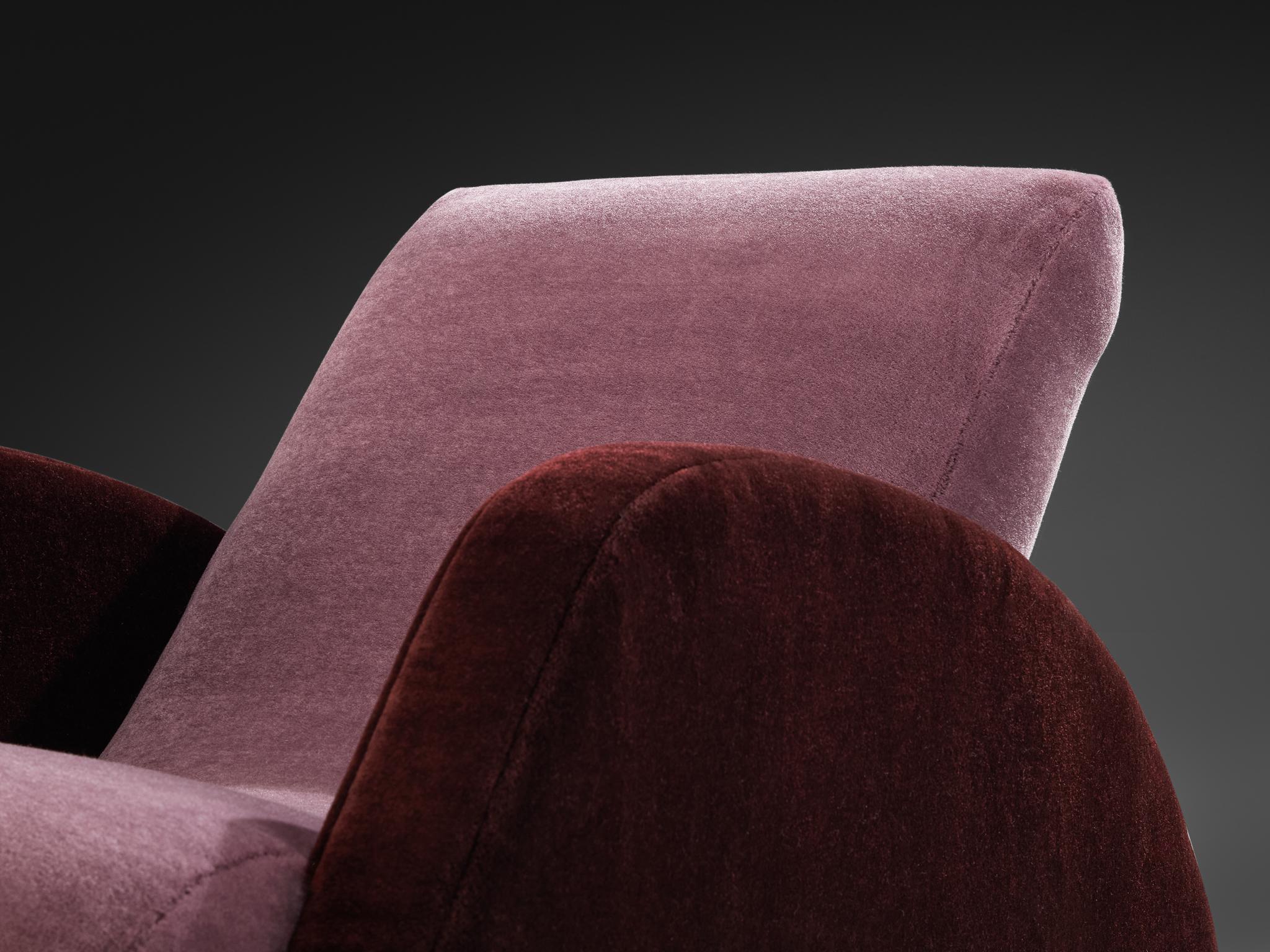 Bo Wretling para Otto Wretling Silla de salón de mohair Pierre Frey bicolor morado Sueco en venta