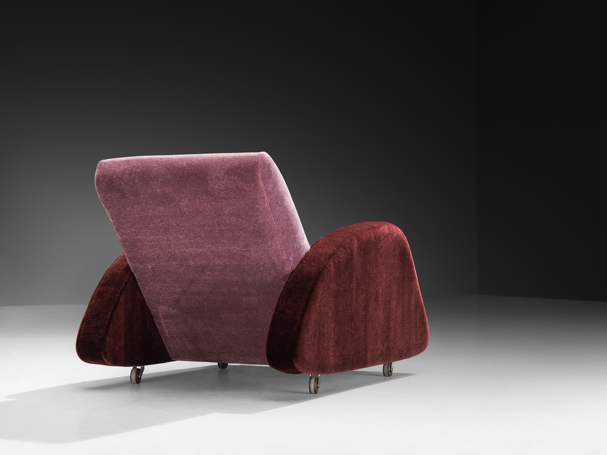 Bo Wretling para Otto Wretling Silla de salón de mohair Pierre Frey bicolor morado en Bueno estado para la venta en Waalwijk, NL