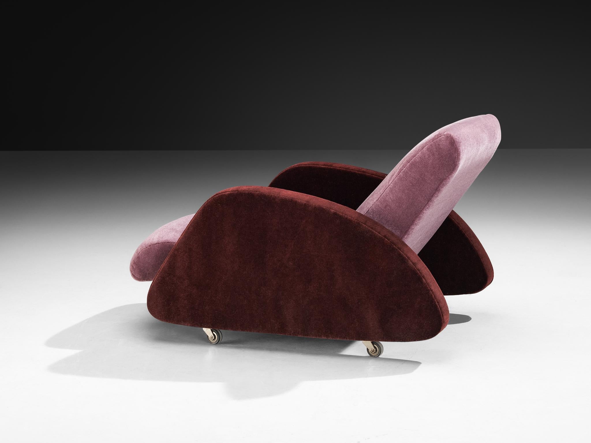 Bo Wretling para Otto Wretling Silla de salón de mohair Pierre Frey bicolor morado Metal en venta