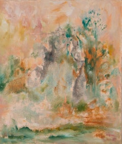 Olio originale astratto su tela "Paesaggio a mano libera I" di Bo Zhang