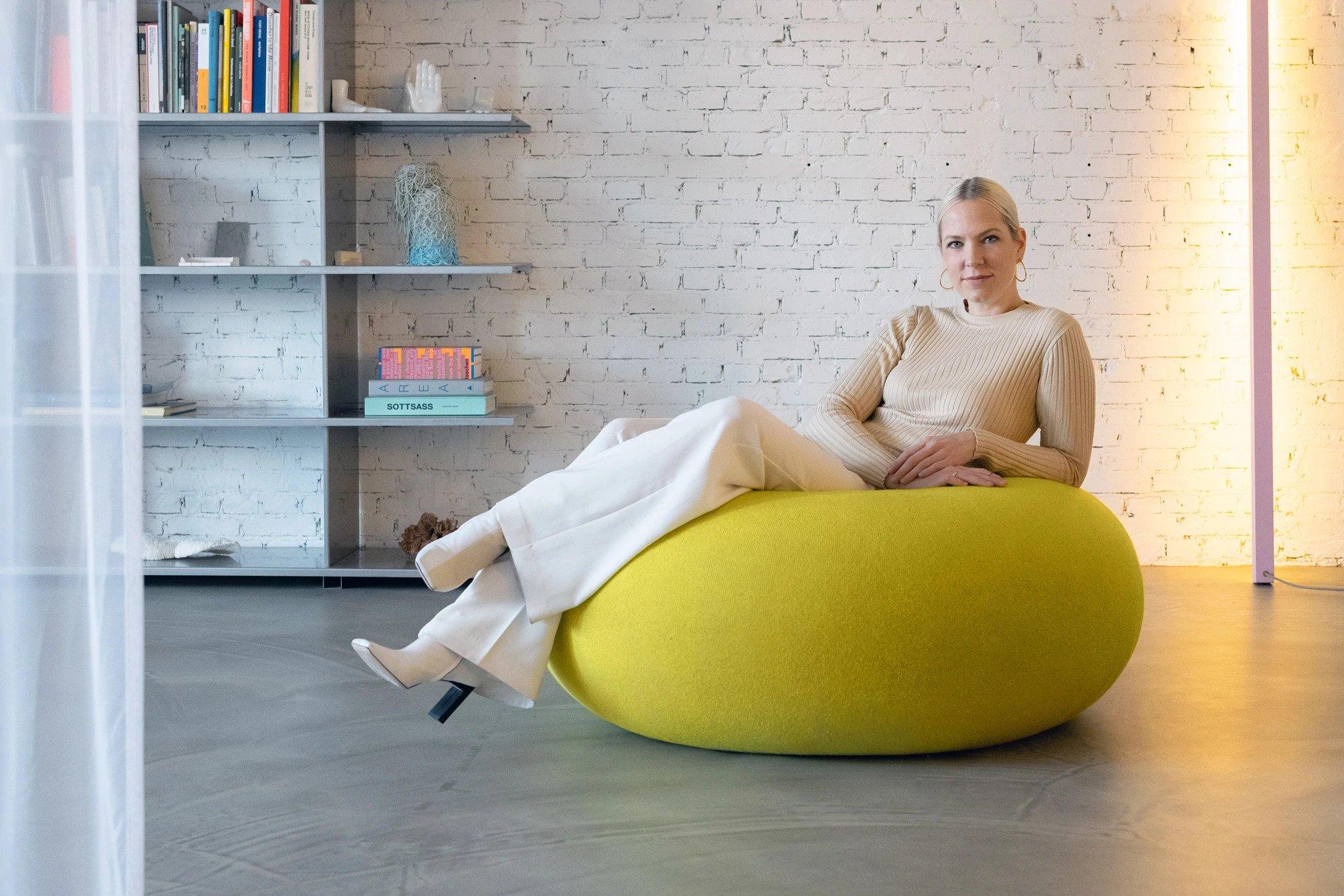 Modern Boa Pouf in Sulfur Yellow by Sabine Marcelis For Sale
