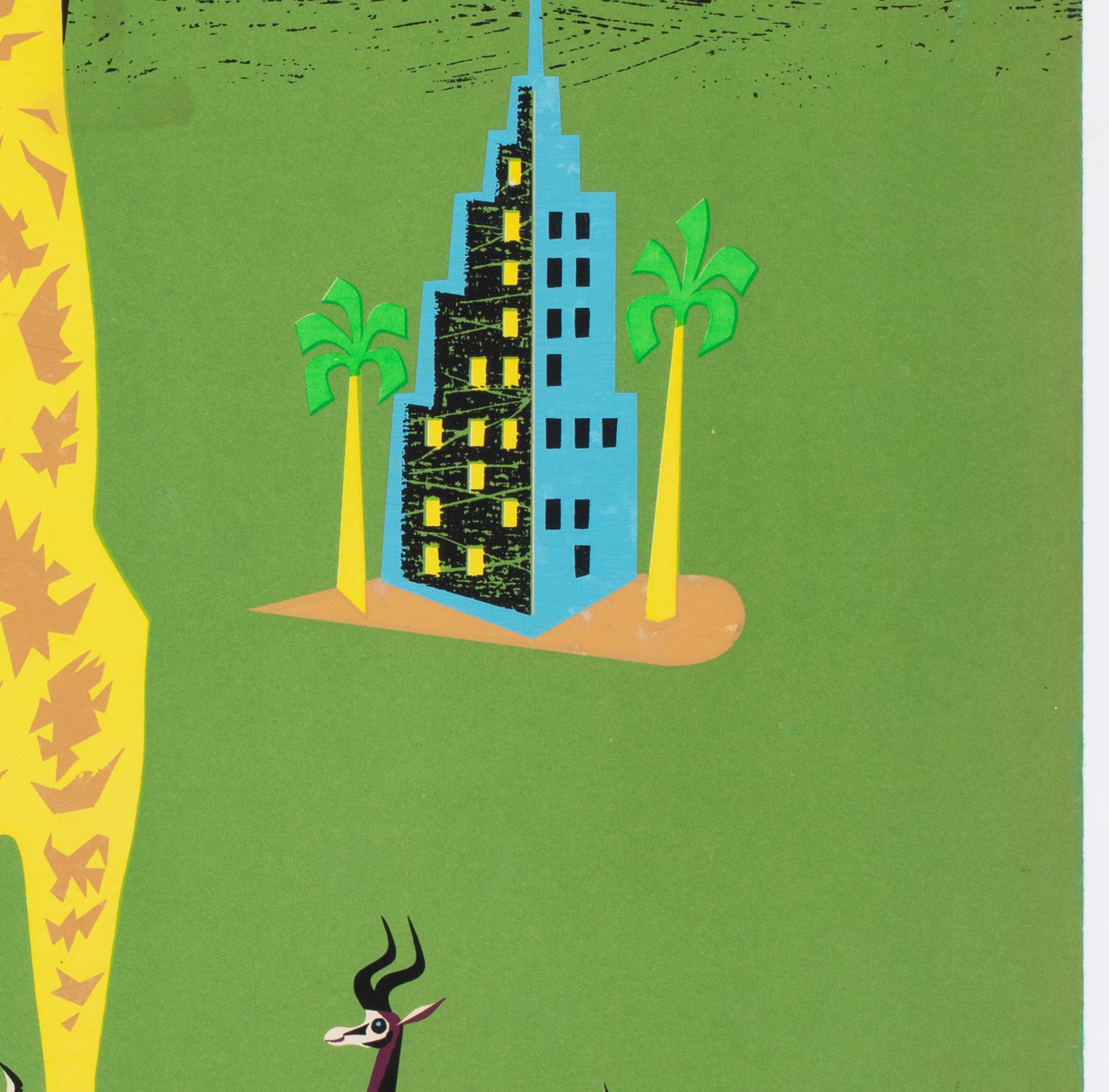 Linen BOAC Africa 1956 Travel Advertising  Poster, Maurice Laban For Sale