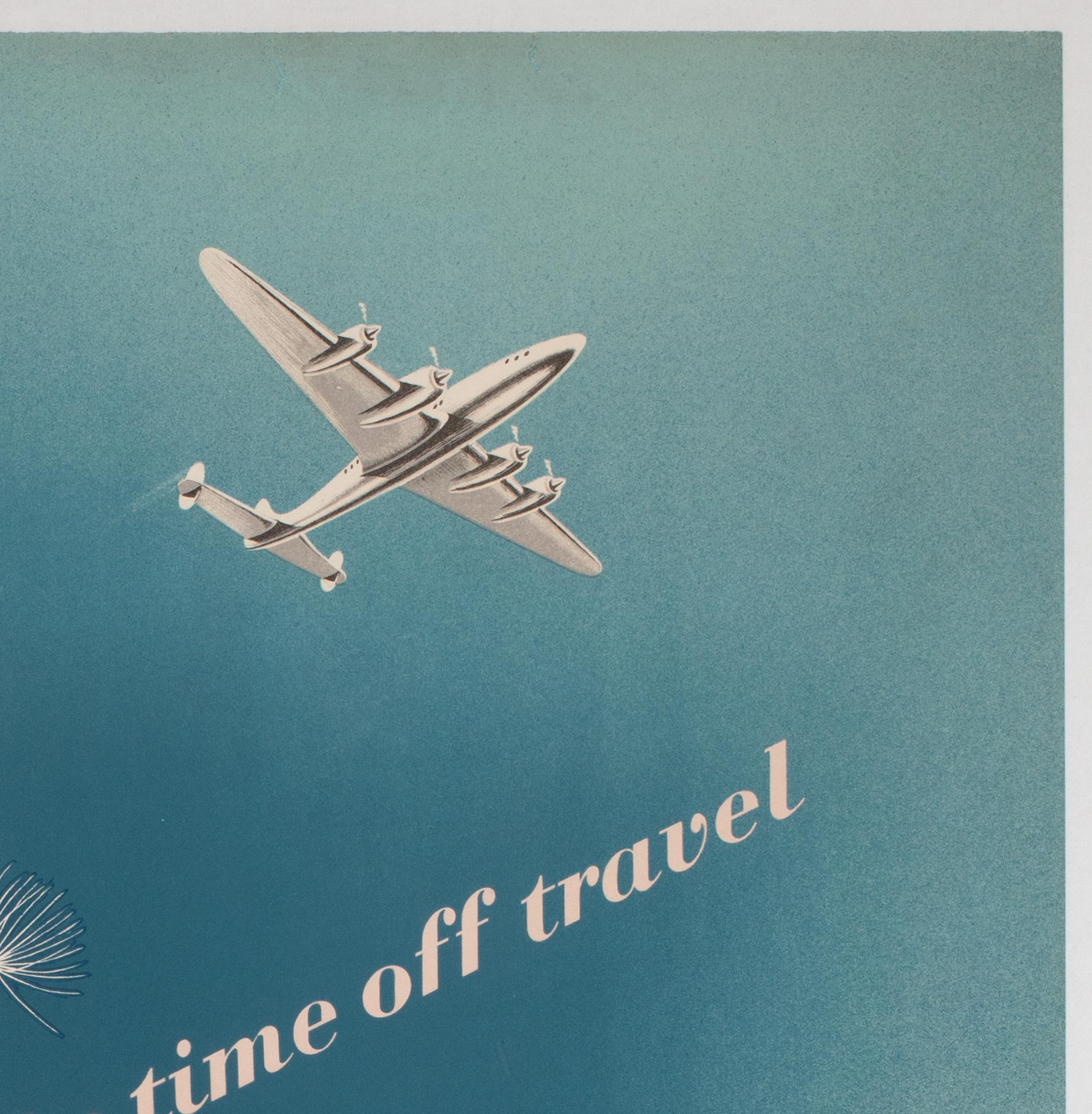 BOAC c1950s Travel Airline Advertising Poster, Norman Weaver In Excellent Condition For Sale In Bath, Somerset