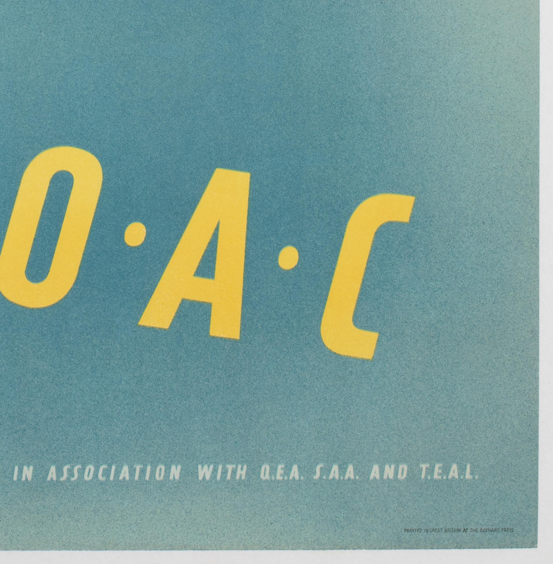 BOAC c1950s Travel Airline Advertising Poster, Norman Weaver For Sale 2