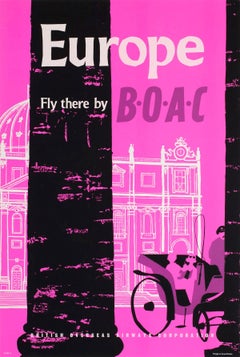 BOAC Europe c1955 Silkscreen Travel Poster