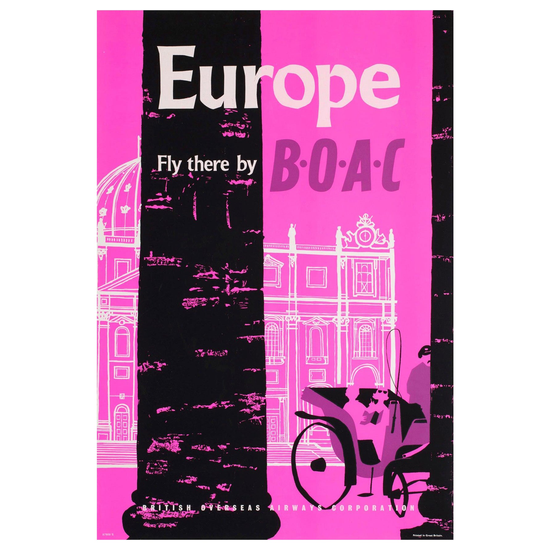 BOAC Europe c1955 Silkscreen Travel Poster