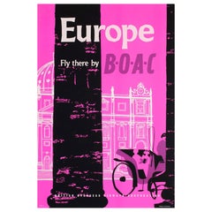 BOAC Europe c1955 Silkscreen Travel Poster