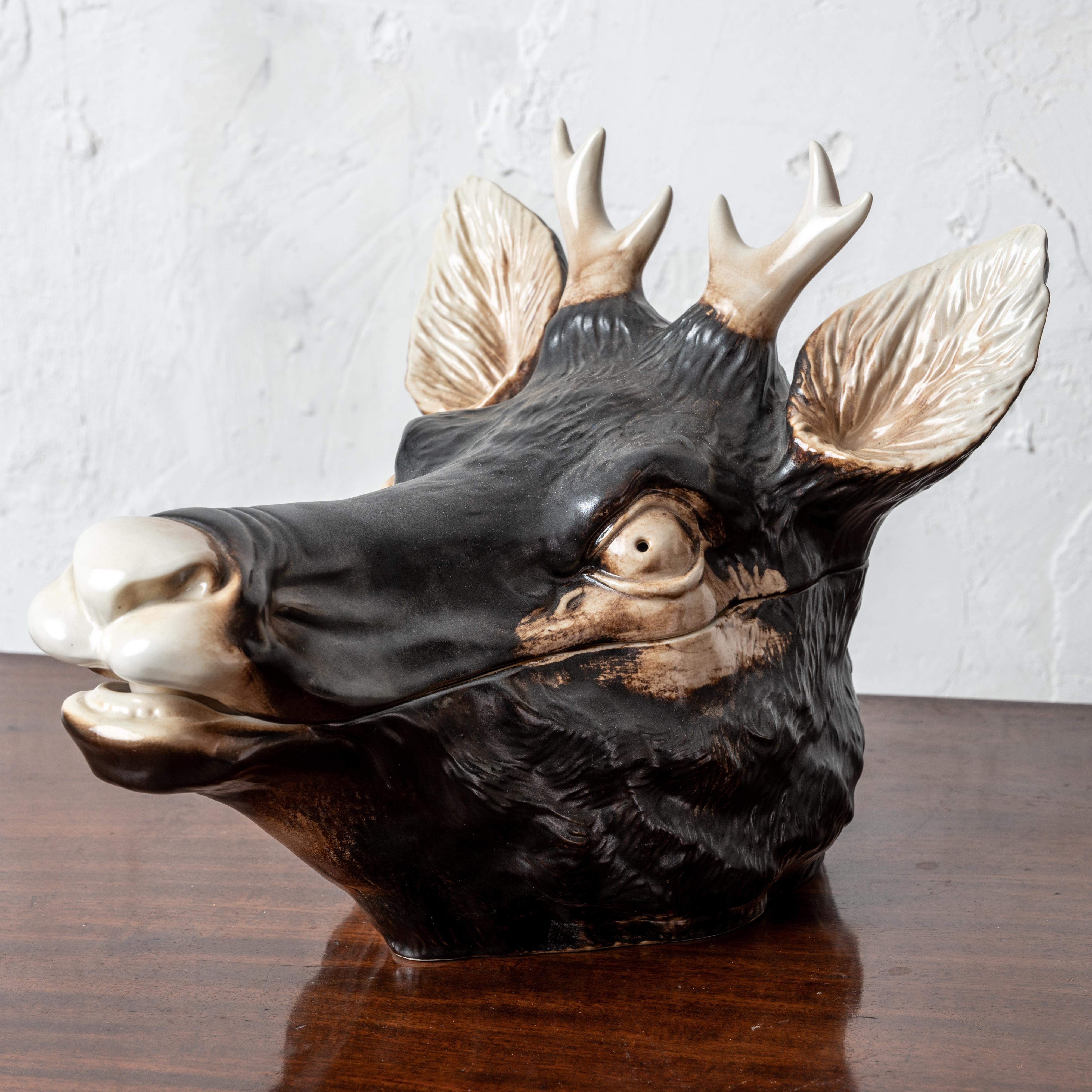 Boar and Stag Majolica Tureens For Sale 1