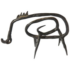 Boar Sculpture in Forged and Hand-Beaten Iron Mid-Century Modern Gio Ponti Style