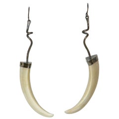 Boar Tusk and Sterling Earrings by Chicago Jeweler Theodore Drendel