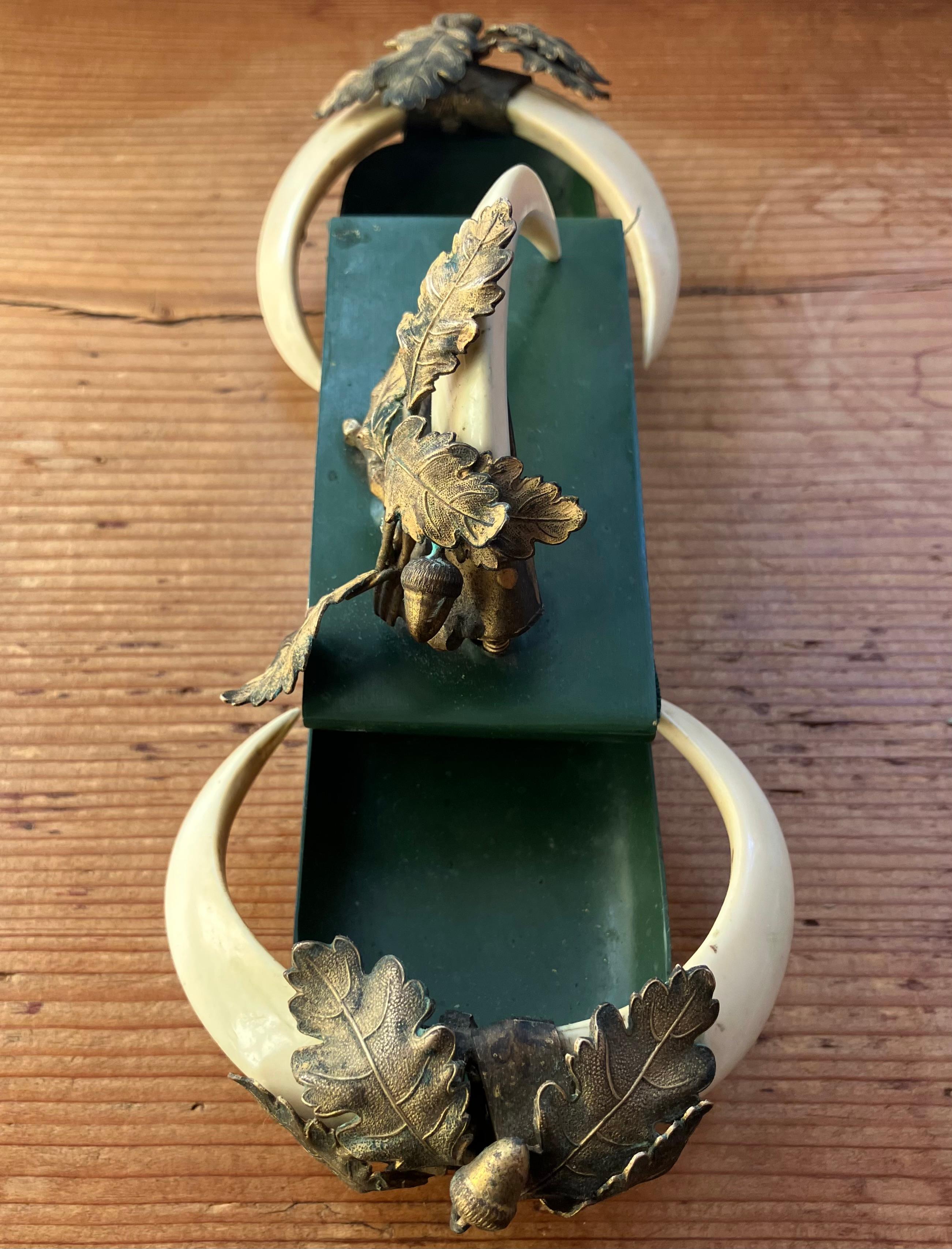 Boar Tusk Oak Leaf and Acorn Desk Blotter For Sale 3