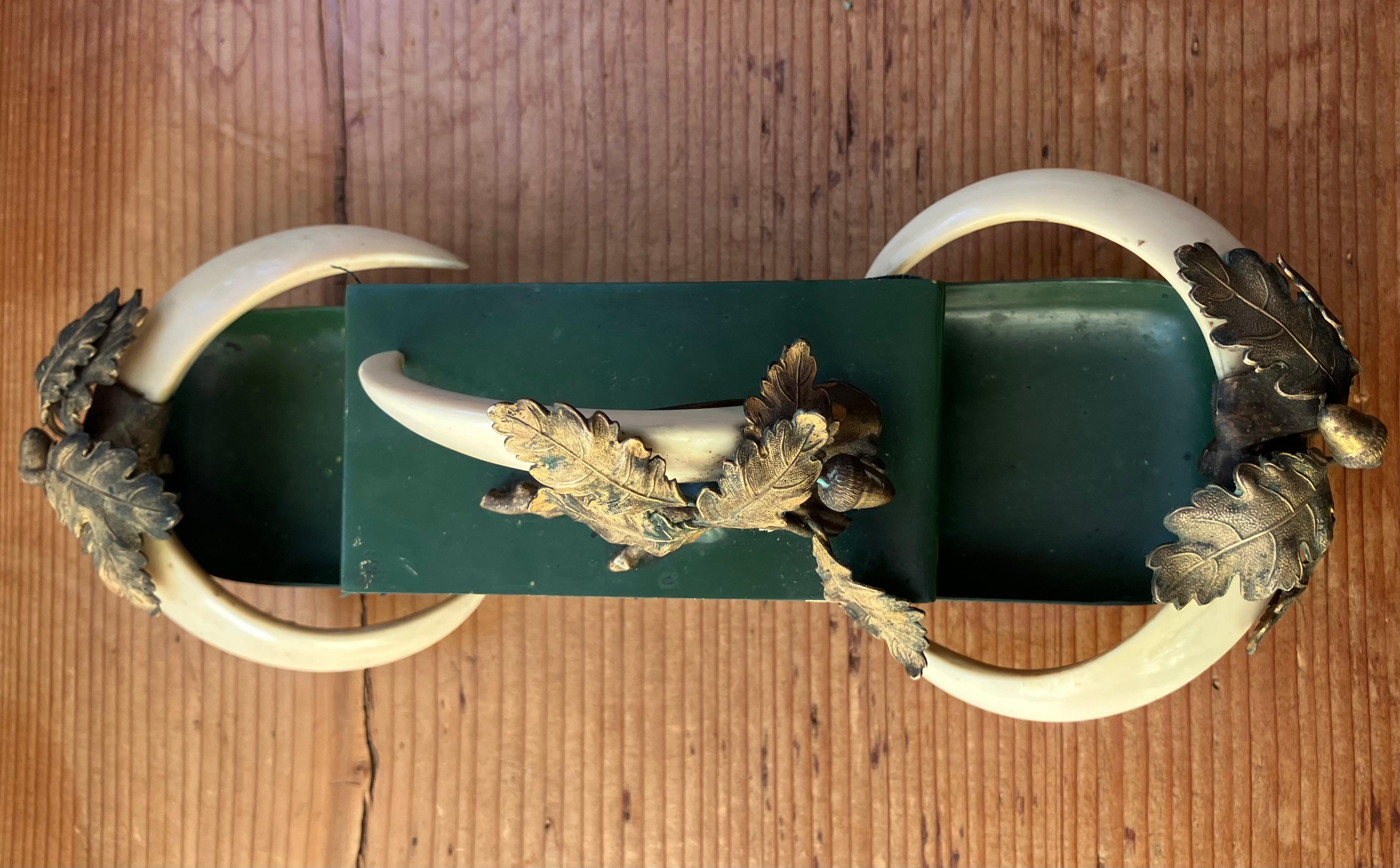 Boar Tusk Oak Leaf and Acorn Desk Blotter For Sale 4
