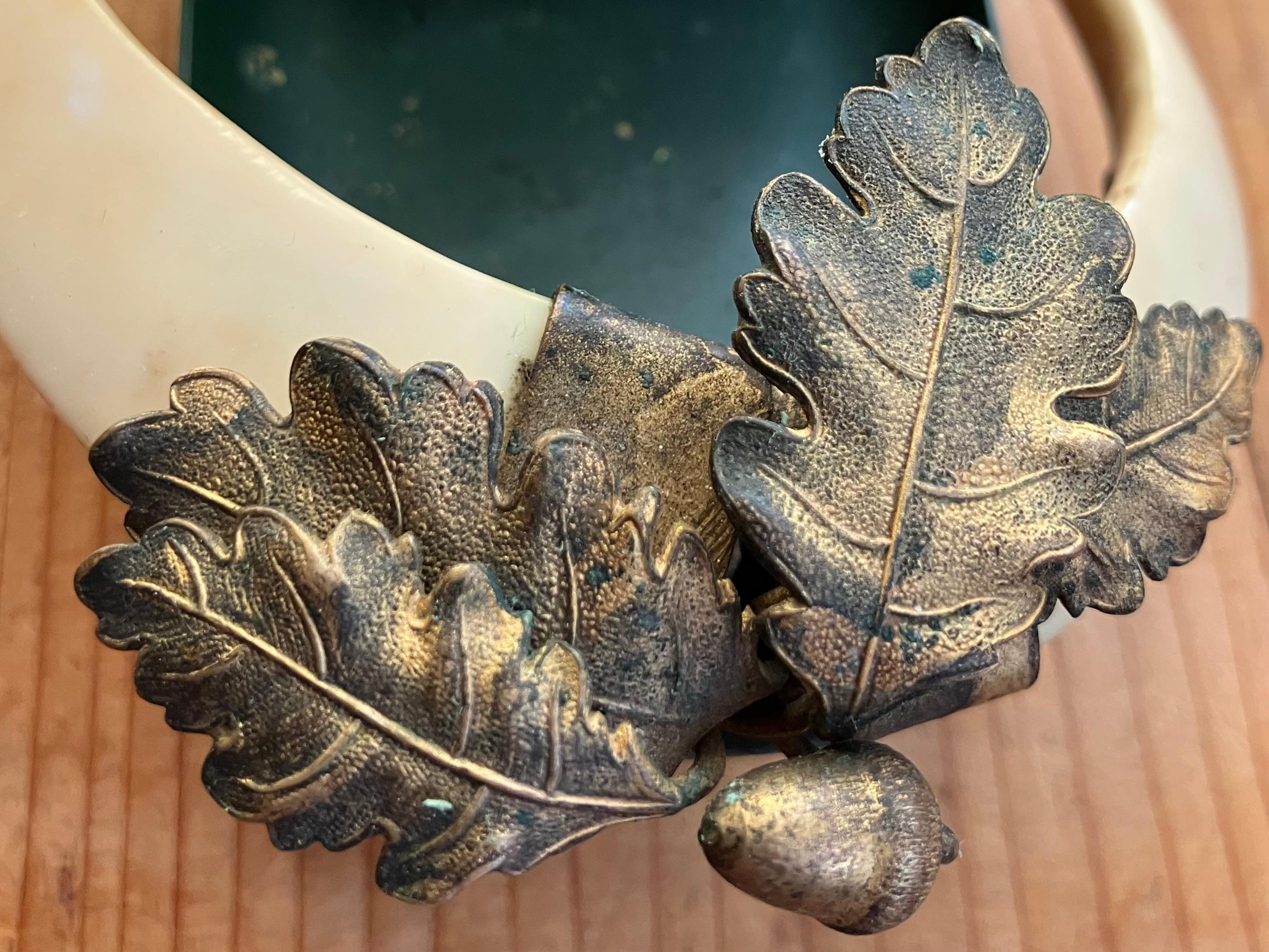 20th Century Boar Tusk Oak Leaf and Acorn Desk Blotter For Sale