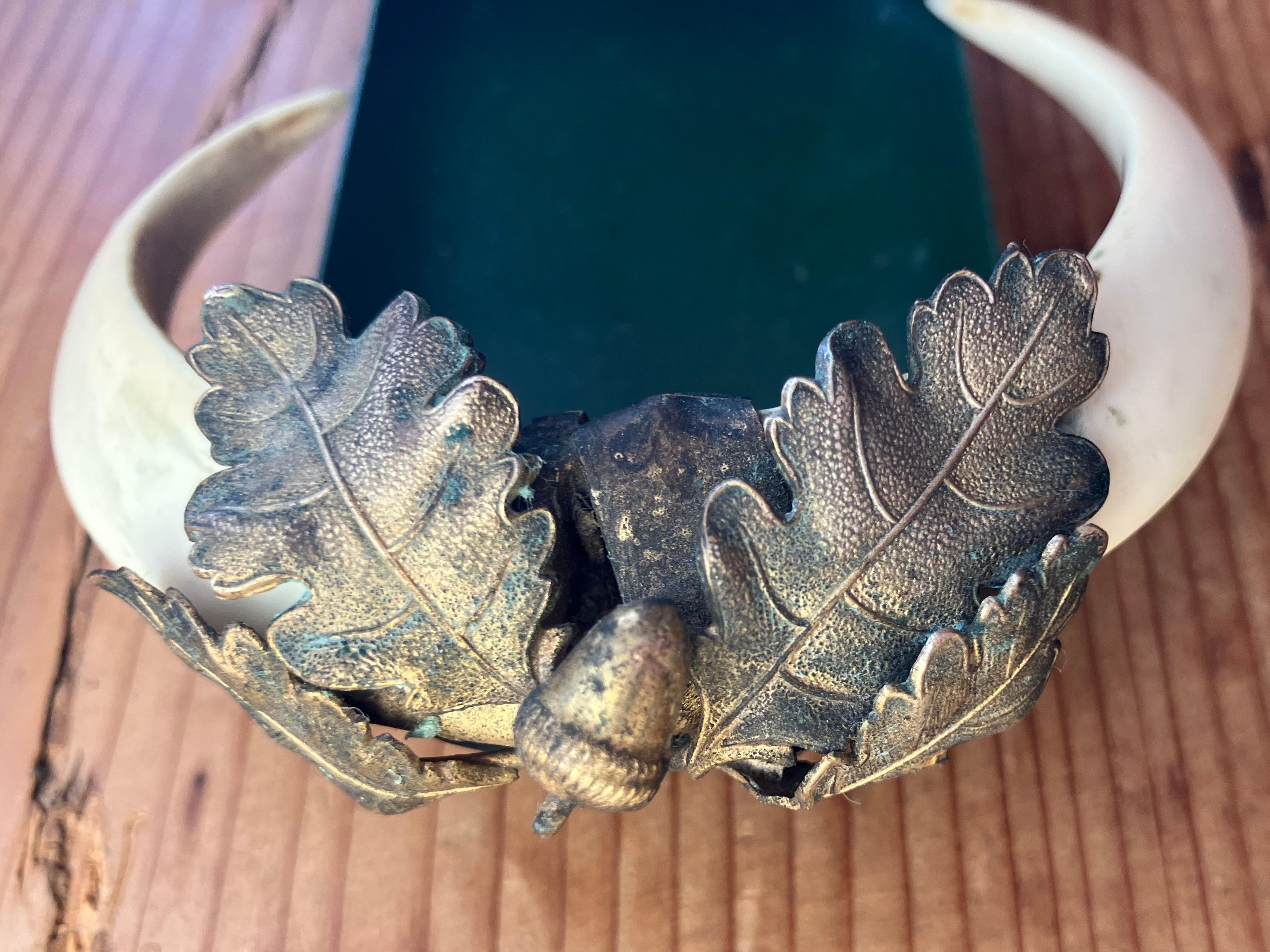 Boar Tusk Oak Leaf and Acorn Desk Blotter For Sale 1