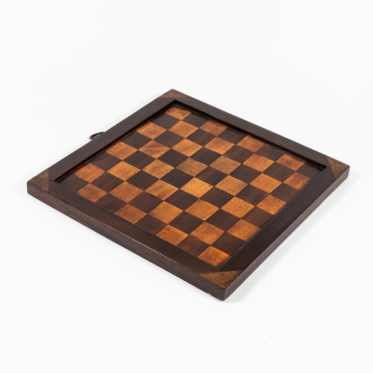 English 19th Century Antique Inlaid Wood Checkerboard For Sale