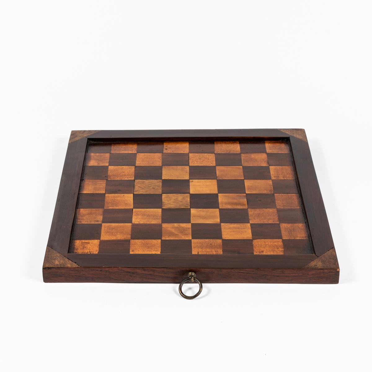 19th Century Antique Inlaid Wood Checkerboard In Good Condition For Sale In Los Angeles, CA
