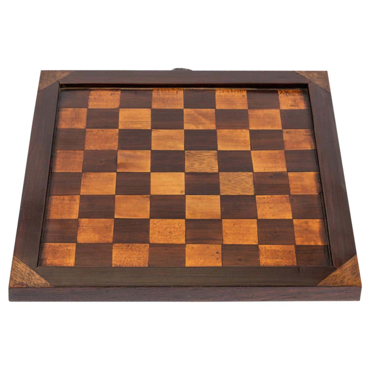 19th Century Antique Inlaid Wood Checkerboard For Sale at 1stDibs