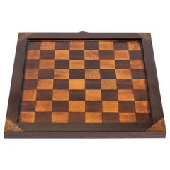 Scacchiera antica in Wood intarsiato del XIX secolo