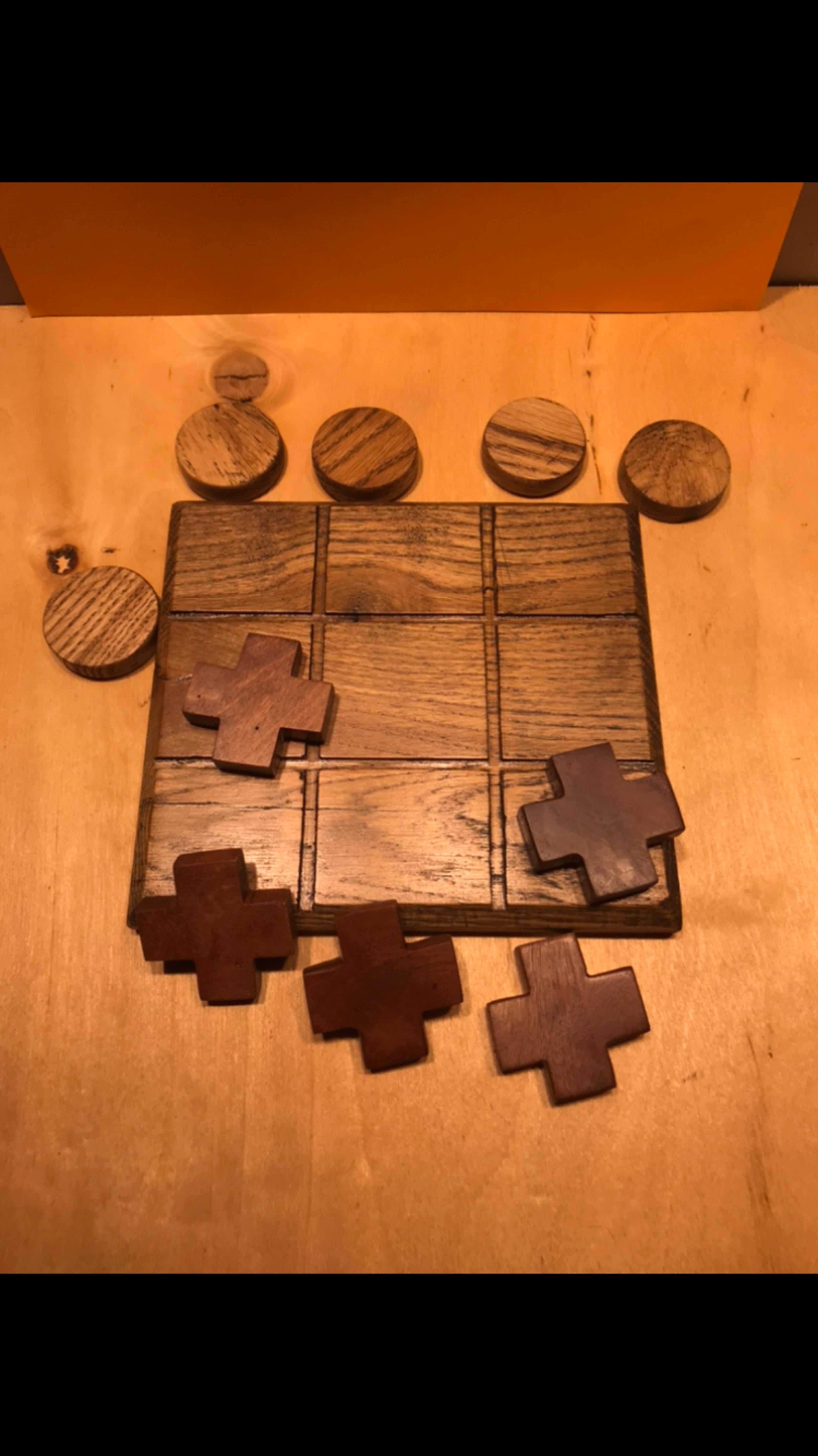 Board game tic-tac-toe made of oak wood, oiled, handmade